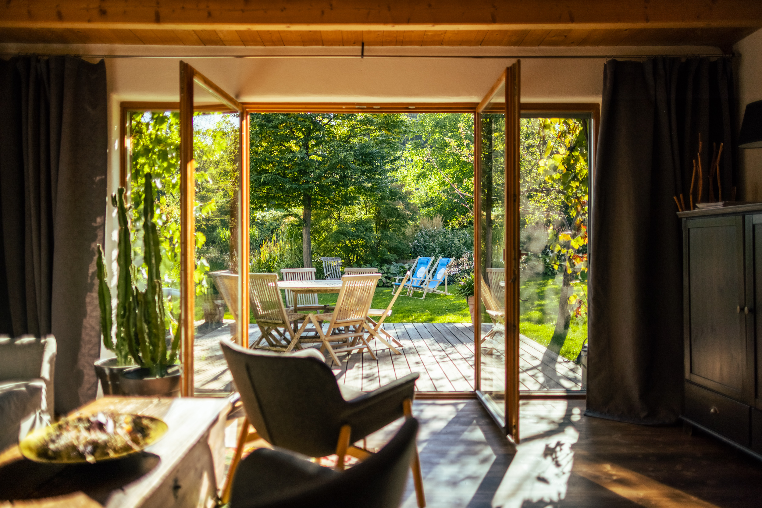 Ferienhaus Unternberg - Aussicht in den Garten 